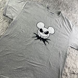 Jack Skellington Shirt Mens Large Gray White Black Mouse Nightmare Christmas